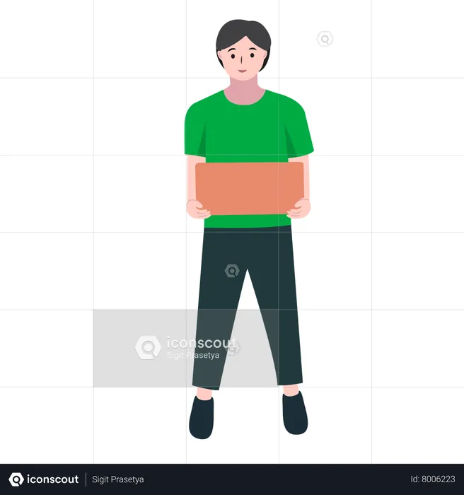Young Man Carrying Box  Illustration