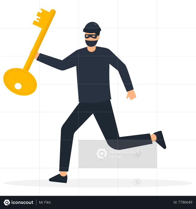 Theft carrying Business success key away  Illustration