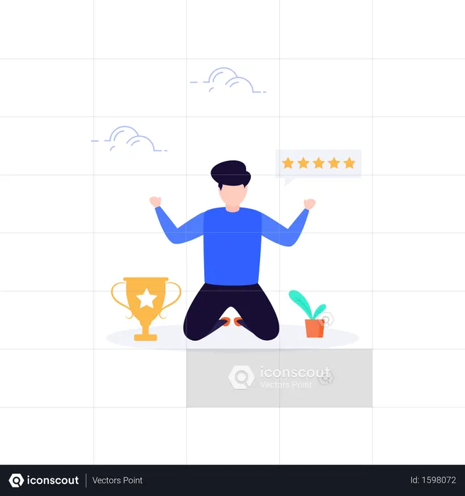 Young man celebrating his achievement  Illustration