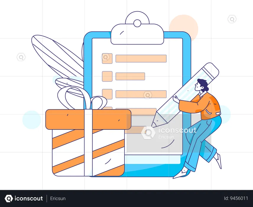 Young man check shopping list  Illustration