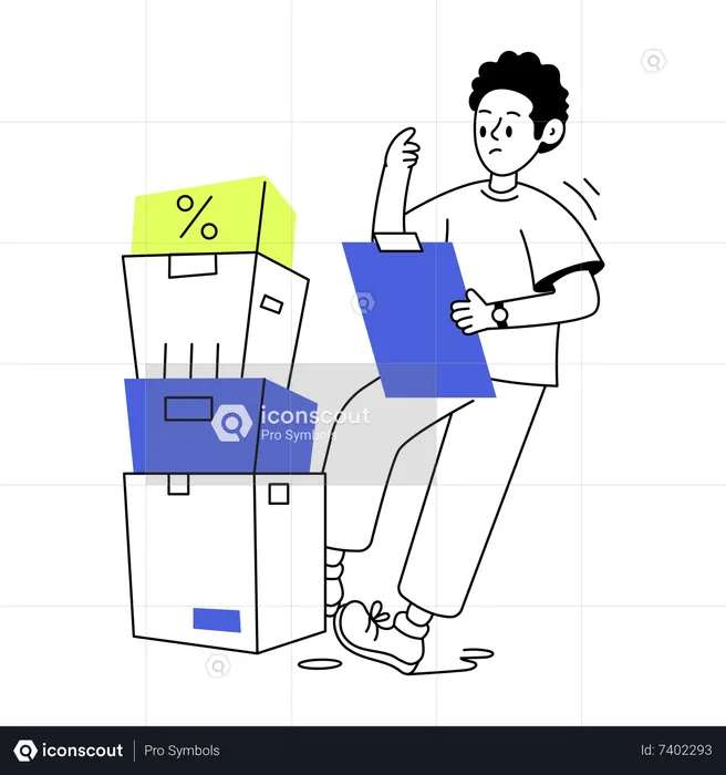 Young man checking inventory  Illustration