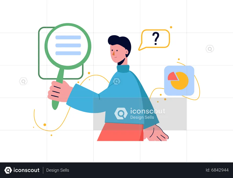Young man conducting business research  Illustration