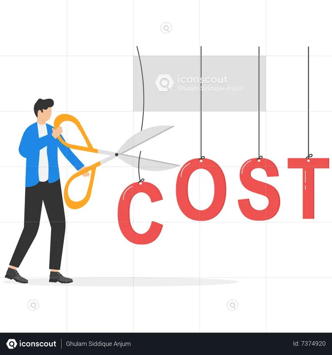 Young Man cutting cost alphabet  Illustration