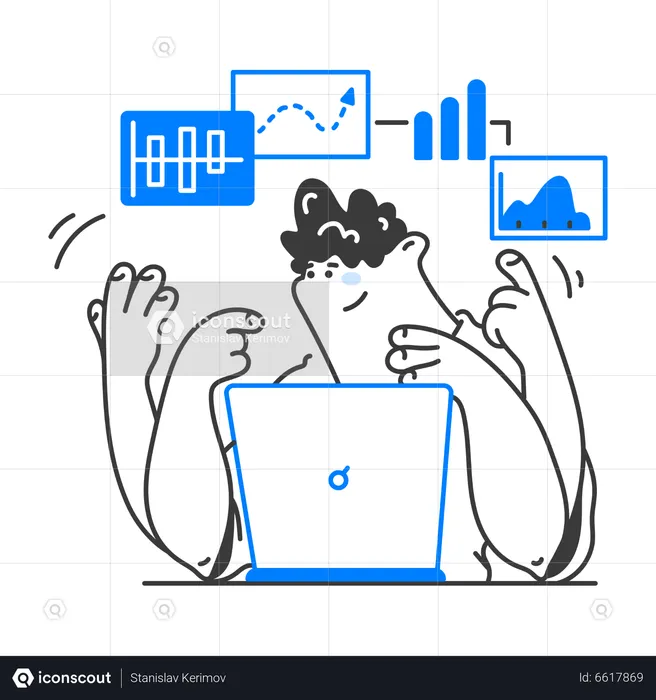 Businessman do multitasking on data analytics  Illustration