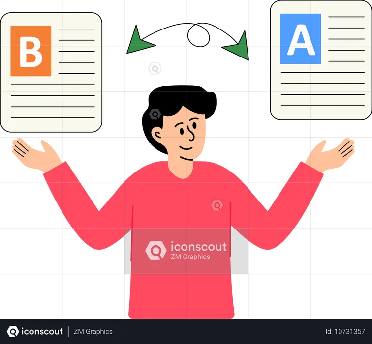 Young man doing Ab Testing  Illustration