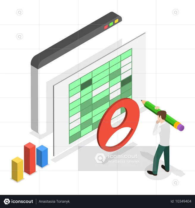 Young man doing Business Analysis and Planning  Illustration