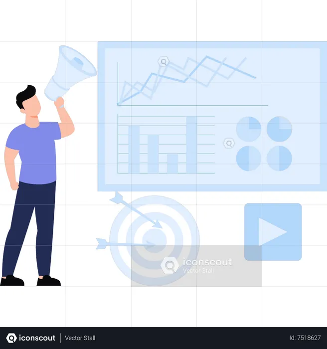 Young man doing business marketing  Illustration