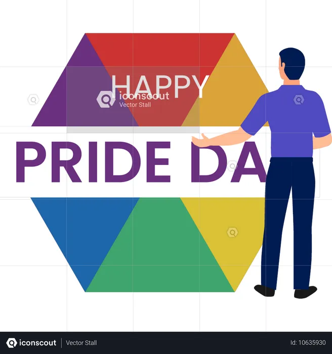 Young man doing celebration of diversity and inclusion LGBT pride  Illustration