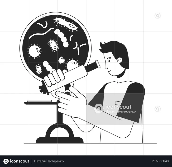 Young man doing Clinical research  Illustration