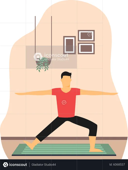 Young Man Doing Exercise In Indore  Illustration