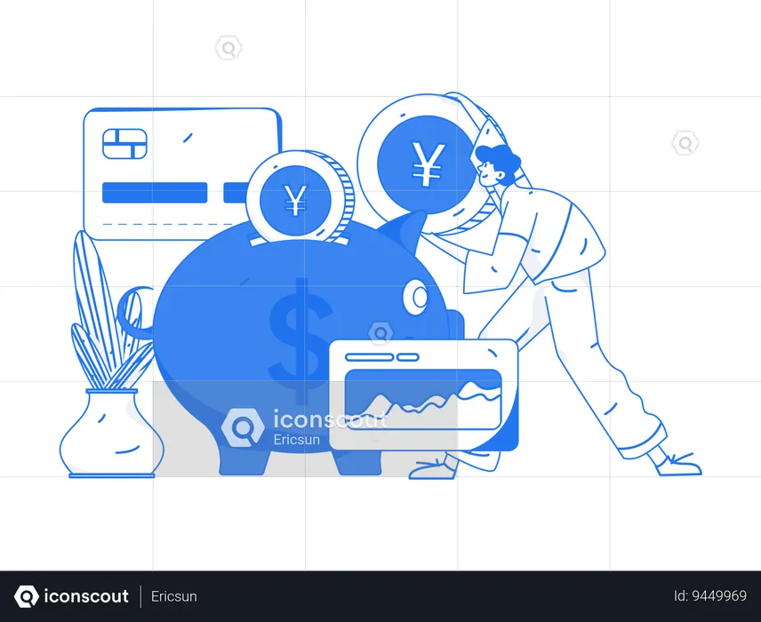 Young man doing Investment analytics  Illustration