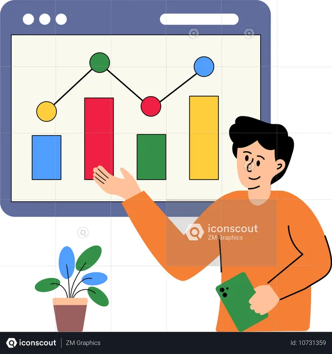 Young man doing Marketing analysis  Illustration