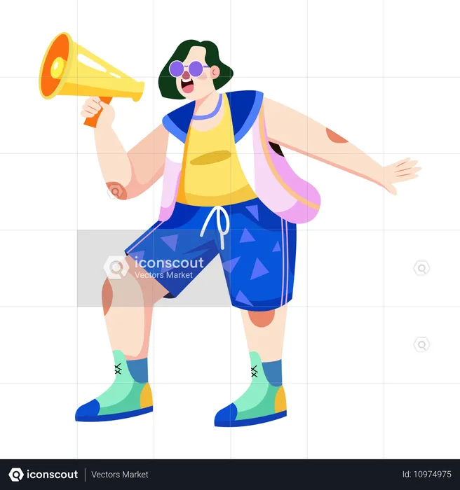 Young man doing marketing  Illustration