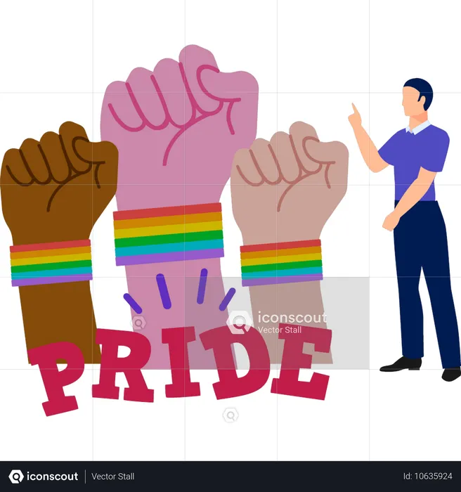 Young man doing present happy pride day  Illustration