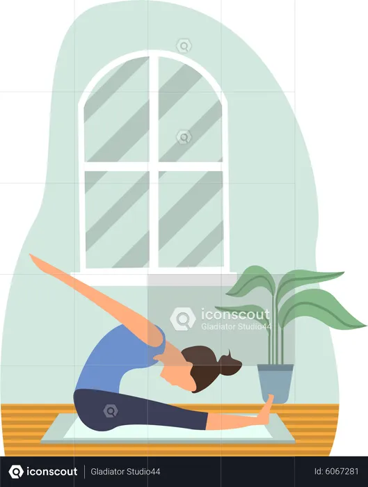 Young Man Doing Trikonasana  Illustration