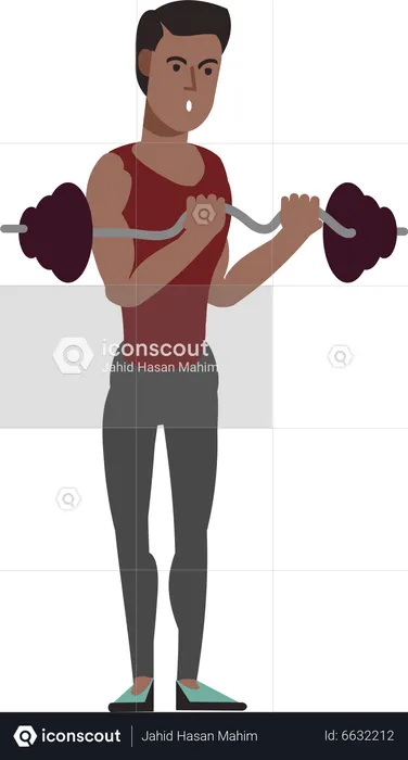 Young man doing weightlifting  Illustration