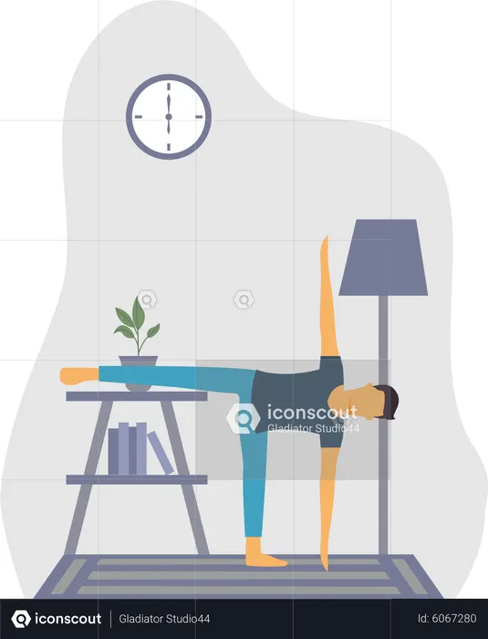 Young Man Doing Yoga  Illustration