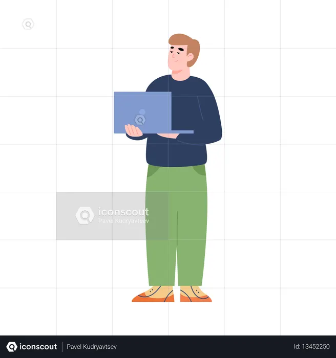 Young man engaged lead generation attracting business customers via internet  Illustration