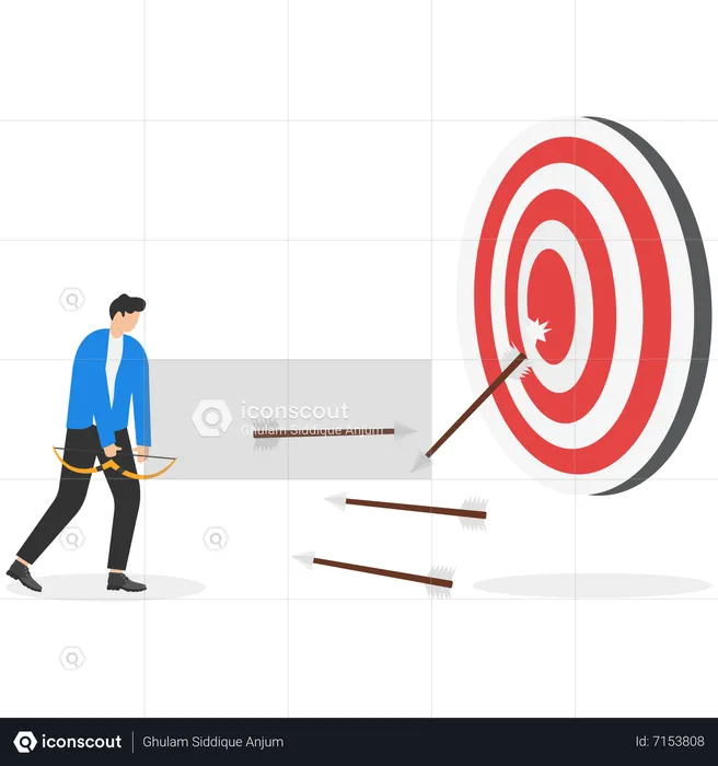 Young man failure due to setting target larger than ability  Illustration