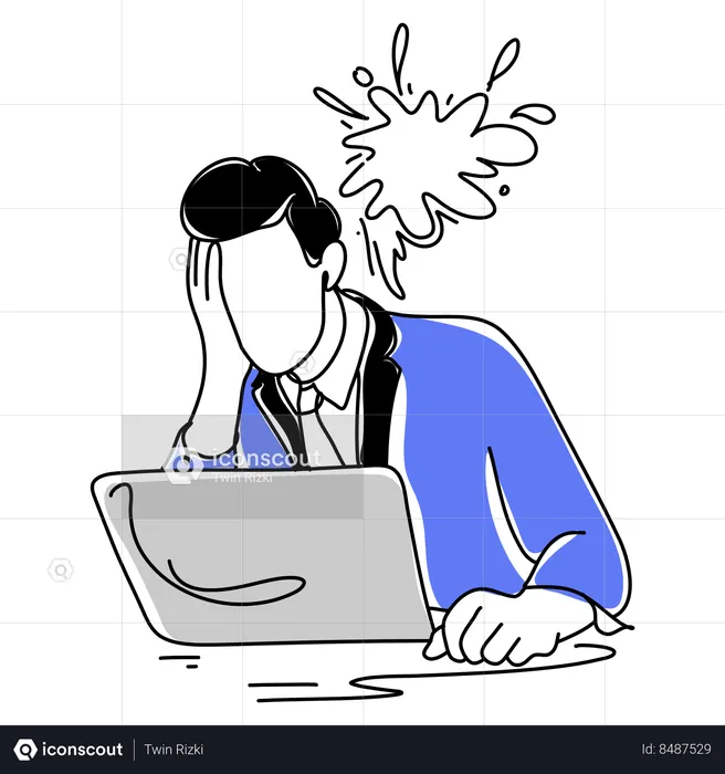 Young man feeling stressed at work  Illustration