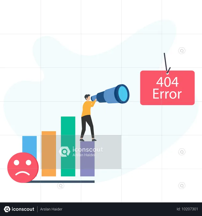 Young man find 404 error  Illustration