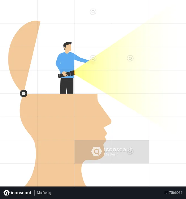 Young man finding business vision  Illustration