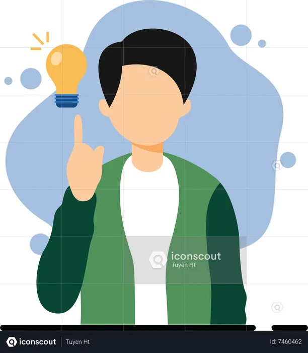 Young man getting business idea  Illustration