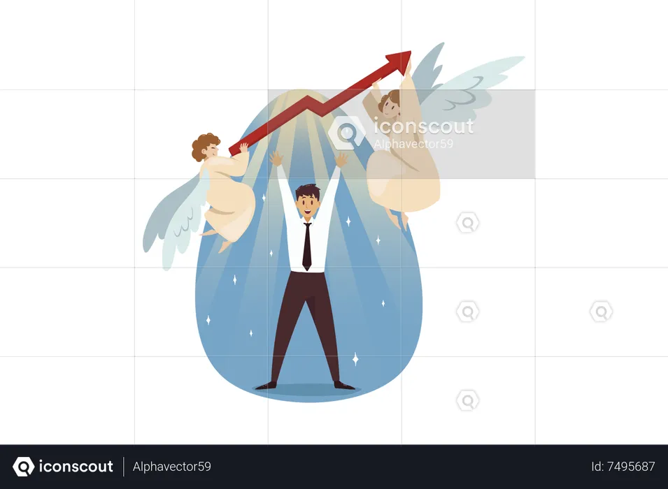 Young man getting career growth  Illustration