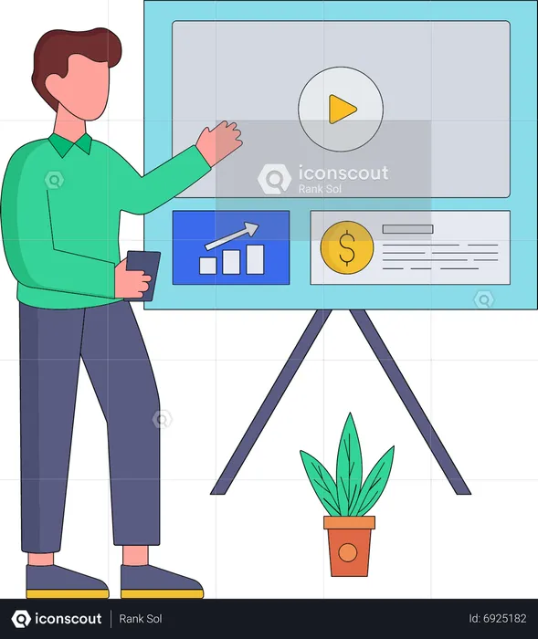 Young man giving business presentation  Illustration