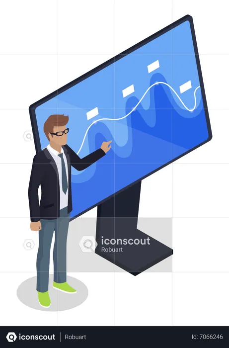 Young man giving business presentation  Illustration