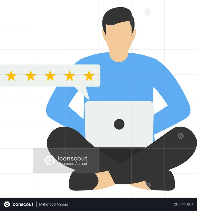 Young man giving five stars  Illustration