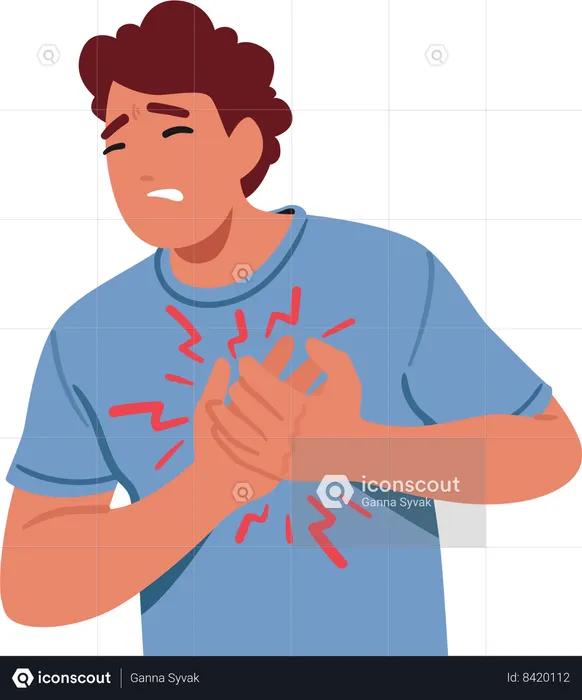 Young Man Grimaces In Agony  Illustration