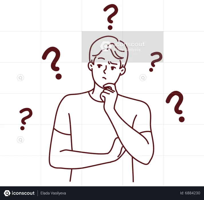 Young man having doubts  Illustration