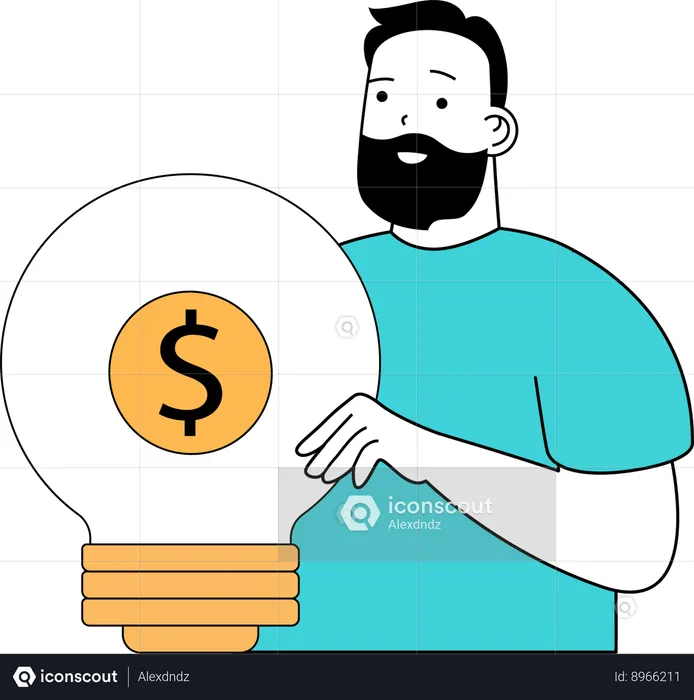 Young man having money idea  Illustration