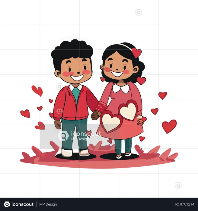 Young man holding girl hand  Illustration
