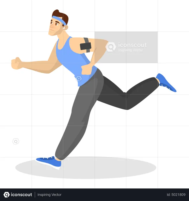 Young man in the sportswear jogging  Illustration