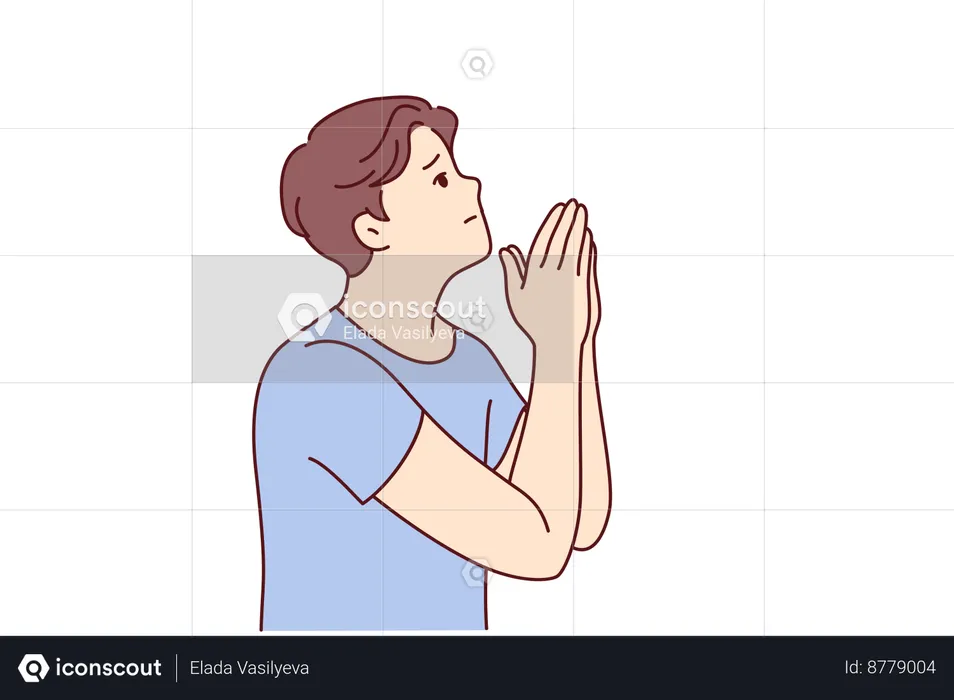 Young man is praying to god  Illustration