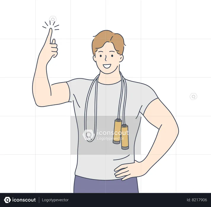 Young man is skipping rope  Illustration