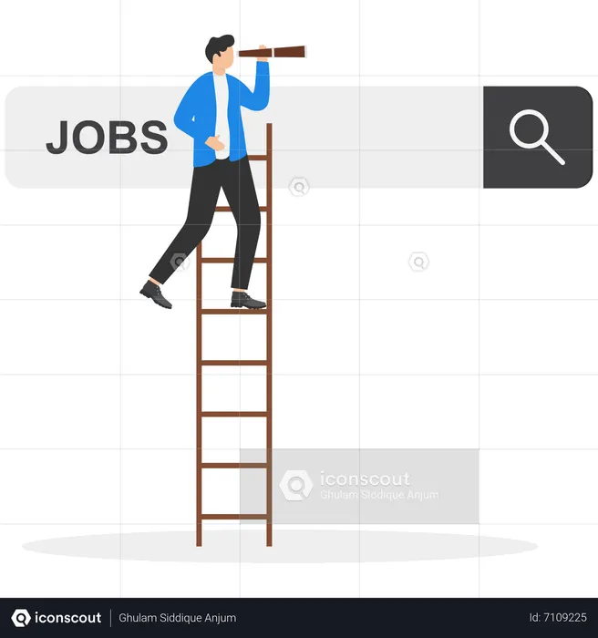 Young Man Looking For A New Job  Illustration