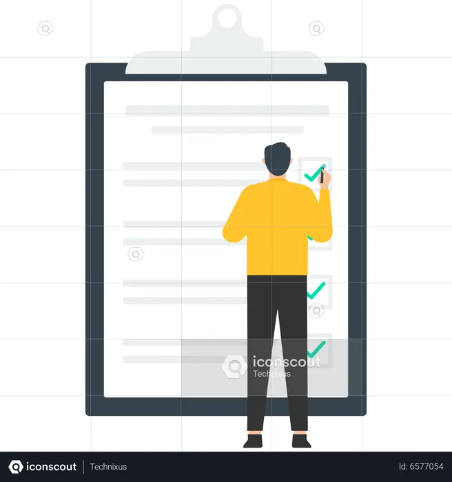 Young man making Work management list  Illustration