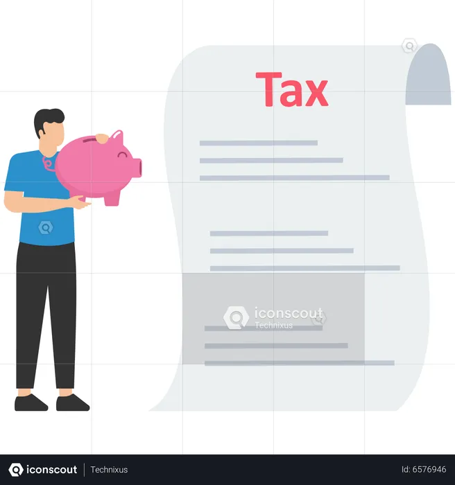 Young man paying financial tax  Illustration