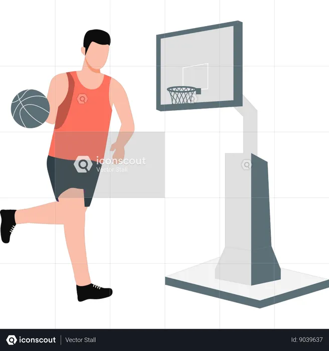 Young man playing basketball  Illustration