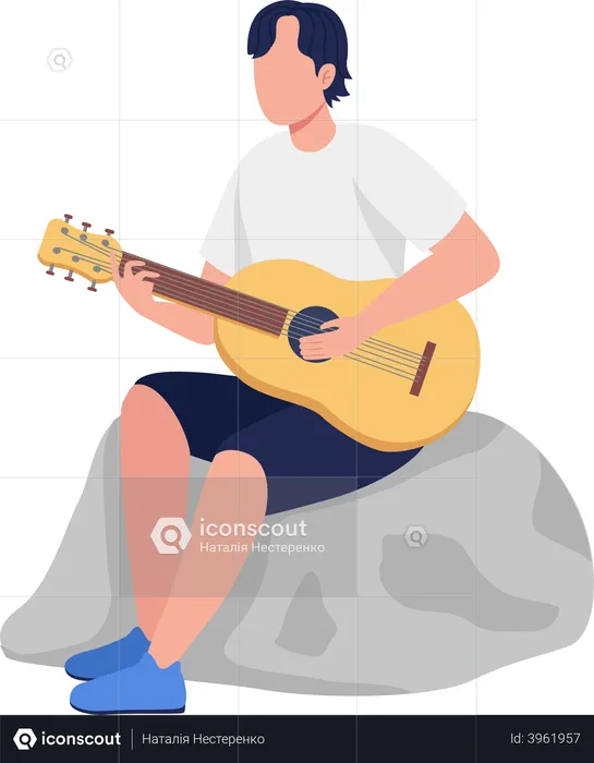 Young man playing guitar  Illustration