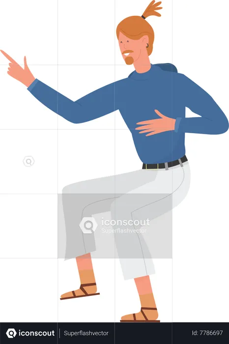 Young man pointing something  Illustration