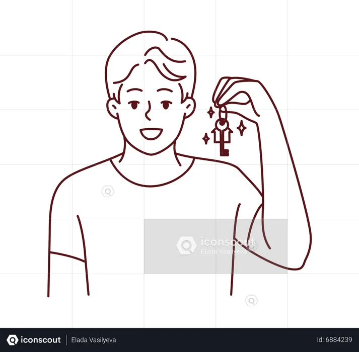 Young man presenting house key  Illustration