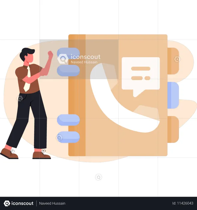 Young man presenting telephone book  Illustration