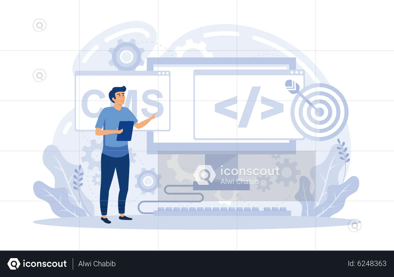 Young Man Presenting Web Programming Illustration - Free Download ...