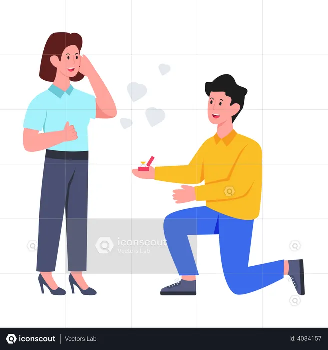 Young man proposing woman  Illustration