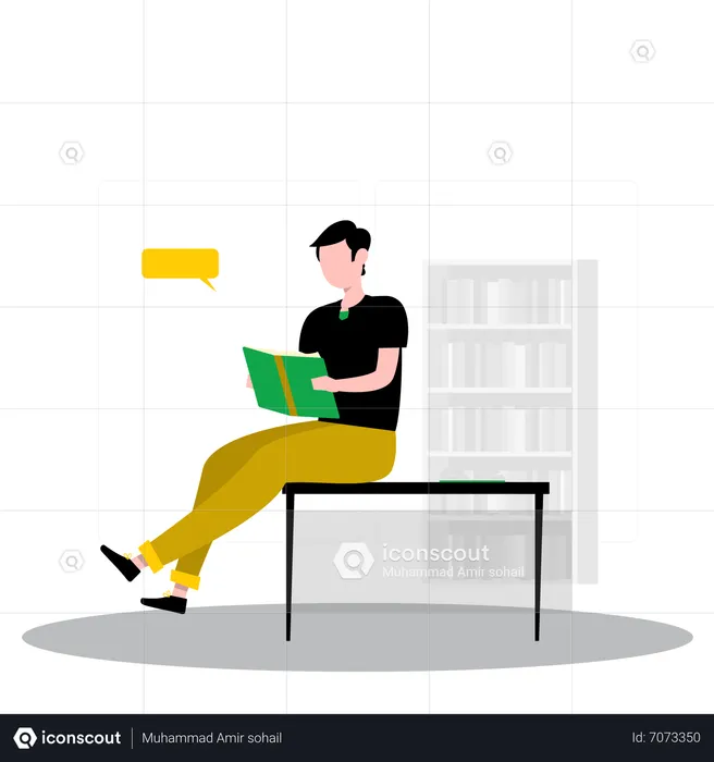 Young man reading book  Illustration