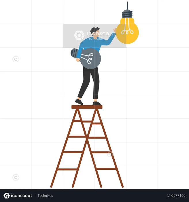 Young man replace business idea  Illustration